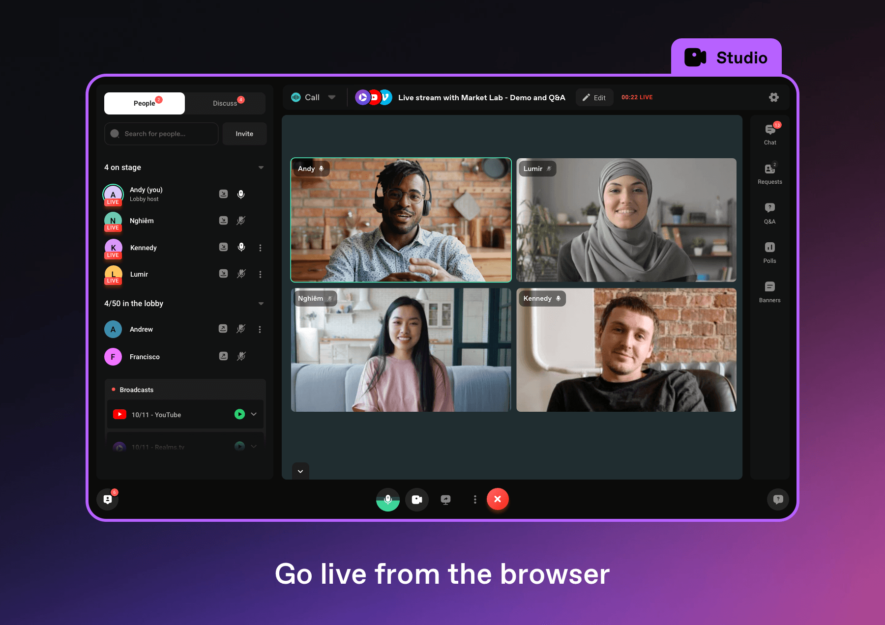 Go live in-browser