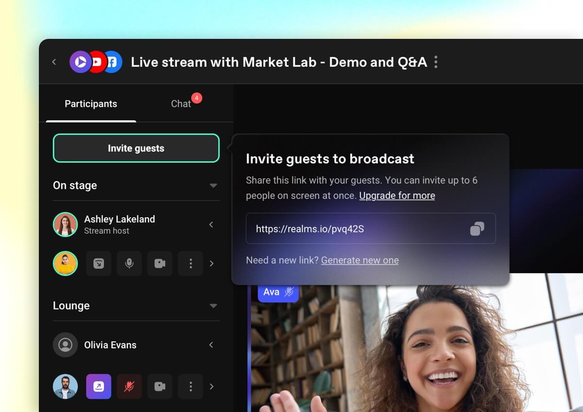 Stream host is inviting guests to the broadcast from the studio broadcast.